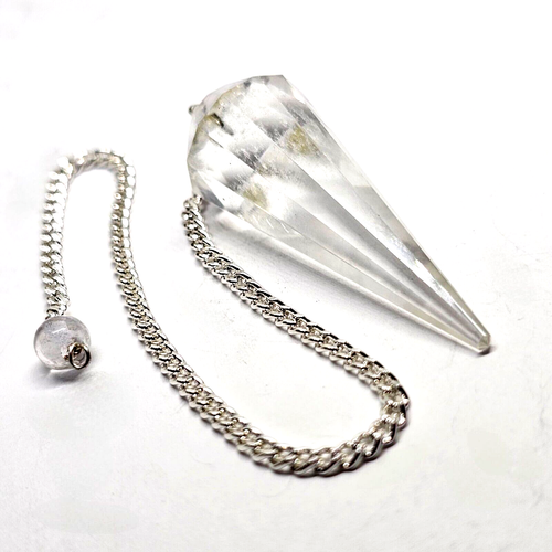 Quartz Pendulum Dowser 12 Sided Divination Real Crystal Gemstone Pointed & Bag - Picture 3 of 24