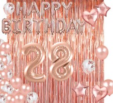 Rose Gold 28th Happy Birthday Photo Background Balloon Party Decoration Supplies