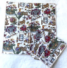 4 Cloth Napkins Square Cat Kitten Garden Fabric Flowers Spring