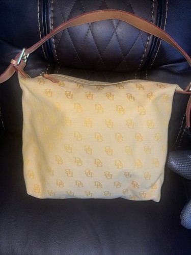 Dooney & Bourke Signature Logo Canvas Learher Yellow  Medium Shoulder Bag