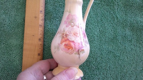Vintage pitcher Old Foley James Kent Staffordshire England Yellow W/pink floral - Picture 2 of 9