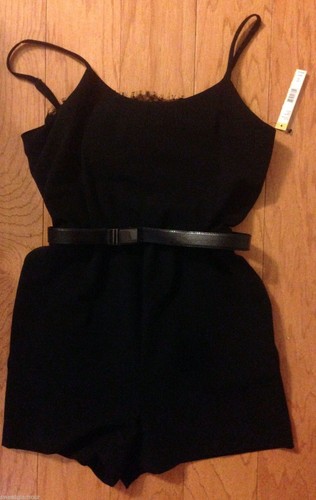 Alice + Olivia Ellen Black Lace Bandeau Panel Bra Belted Short Romper 10 - Picture 9 of 10