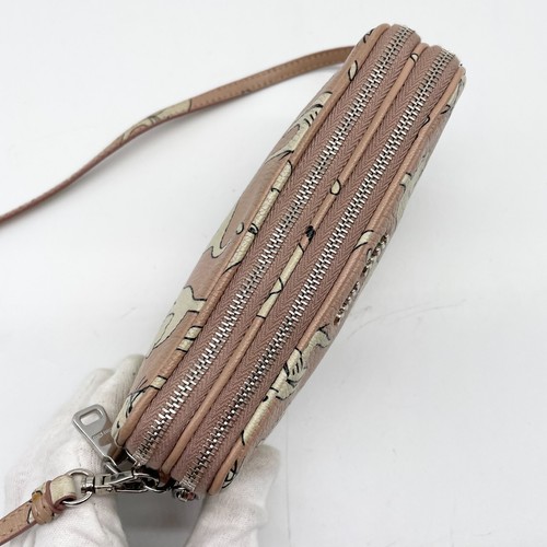 Miu Miu 2way Shoulder bag Crossbody Clutch bag Pink Beige Leather 110 Authentic - Picture 13 of 23