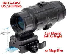 UTG 3X MAGNIFIER Red Dot Picatinny Multi-Coated Lens Flip Side MOUNT REVERSIBLE