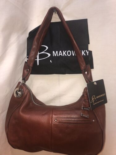 Bolso de Hombro B Makowski Cuero Marrón Hobo Cartera Nuevo con Etiquetas y Cubierta Antipolvo - Imagen 2 de 12