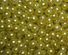 500 x 4mm Round GLASS FAUX PEARL BEADS - CITRUS LIME GREEN