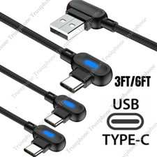 3/6Ft 90 Degree Right Angle USB C Fast Charger Cable Type C For Samsung/Android