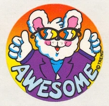 Trend Scratch and Sniff Leather Bear Awesome Stinky Stickers Glossy Vtg 1980's