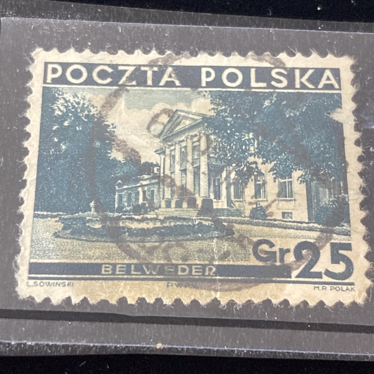 USED 1936 STAMP 25 Gr. POLAND Port Gdansk Overprint BELWEDER