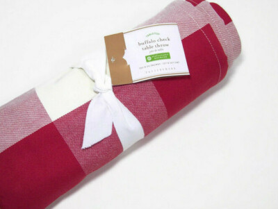 Pottery Barn Red Buffalo Check Plaid Cotton Square Tablecloth