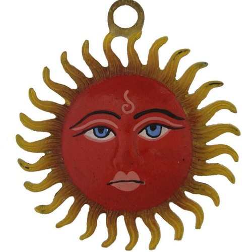 SURYA WAND DEKORATIV handgefertigt seltener Stamm Surya Sonne Wand hängende Metallstatue - Bild 2 von 3