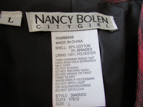 Nancy Bolen City Girl Lined Beaded Jacket Deep Red Black Sz L Crisp Cotton - Picture 3 of 8