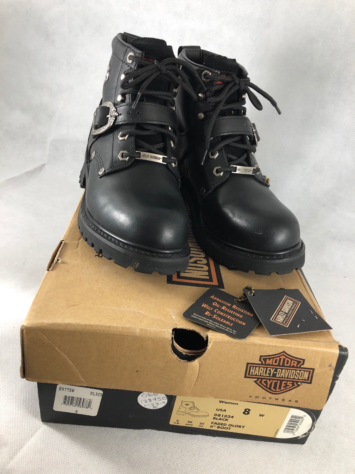 Harley Davidson botas de de de cuero negro de mujer 8W. W4 632688 Harley Davidson botas de de de cuero negro de mujer 8W. W4 632688