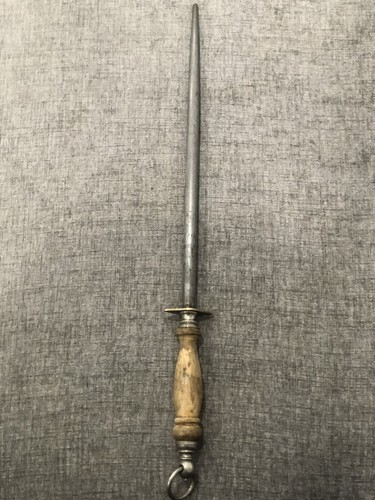 Vintage Antique WWII Arrow F.Dick 14” Sharpening Steel, Wooden Handle