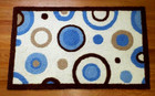 New Accent Rug 21" by 34" Geometric Circles Design Blue Tan Cream Tiddliwinks