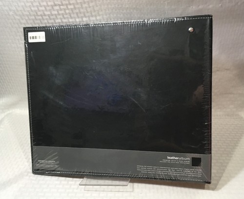 AMERICAN CRAFTS BLACK LEATHER PHOTO ALBUM / WITH 10 PAGE PROTECTORS / BRAND NEW