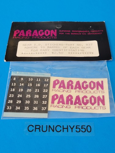 Vintage Paragon Racing Products Pinion Gear Number Decal Sticker RC Car Part - Picture 2 of 3