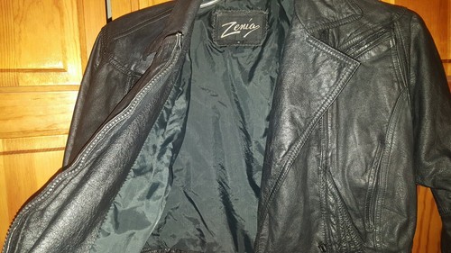 Vintage Ladies Zenia Short Rocker Black Leather Jacket Size 8 - Picture 4 of 4