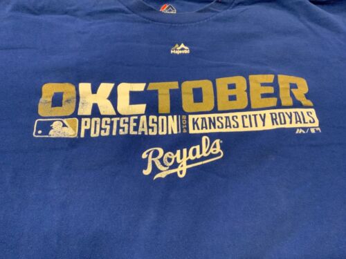Kansas City Royals OKTOBER Postseason Majestic XL Blue World Series Shirt - Picture 2 of 4