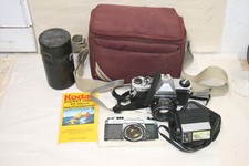 Asahi PENTAX K1000 35mm SLR Film Camera with 50mm F2 200mm F4 lenses SMC -M