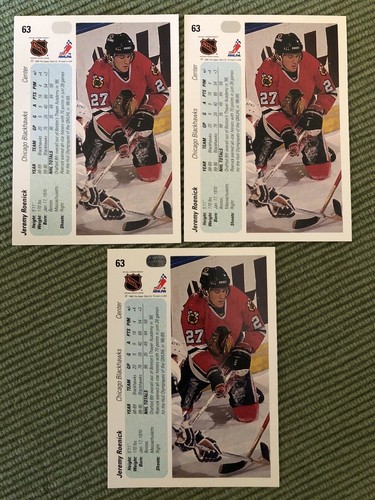 (3) Jeremy Roenick 1990-91 Upper Deck Rookie Karte Blackhawks HOF? RC #63 - Bild 2 von 3