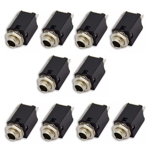 10Pcs1/4" 6.35mm Stereo Jack Socket Audio Plug For Guitar Pedal/Amp/ Diy - Picture 2 of 7