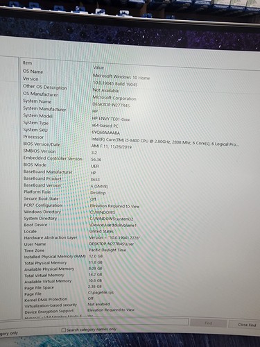 HP ENVY TE01 Desktop i5 8th Gen 2.80GHz 12GB RAM 500GB SSD Win 10 - Picture 7 of 8