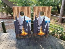 WATERPROOF  FADEPROOF Cornhole Board Wraps Camping in the Mountains /