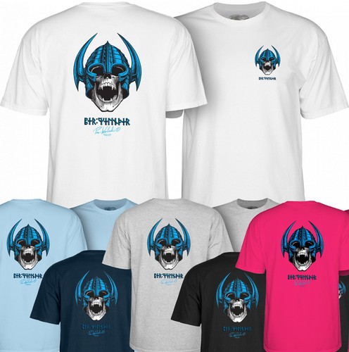 POWELL PERALTA Skateboard Tee Shirt - Per Welinder Nordic Skull - BONES BRIGADE - Picture 1 of 7