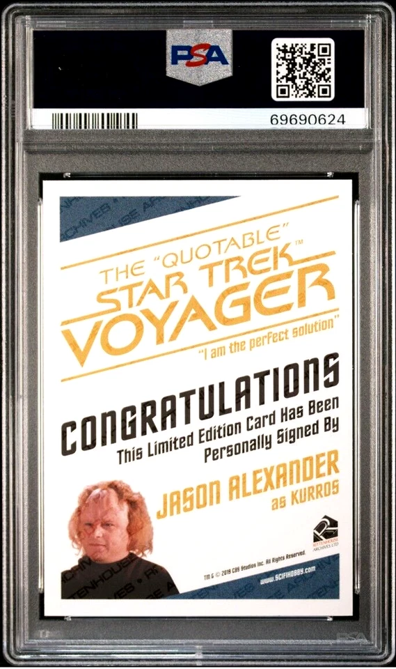 PSA 9 Auto 10 Jason Alexander 2019 Star Trek Signed On Card Autograph Seinfeld - Image 2 of 2