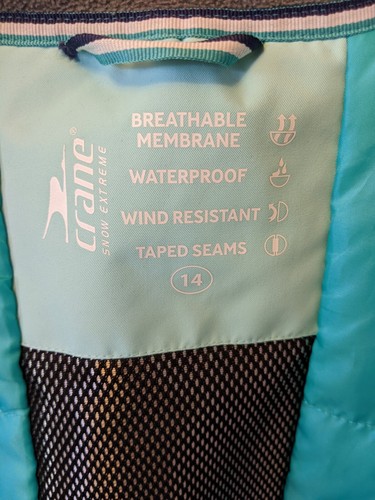 As NEW - Stylish Blue Aqua & Navy Ski Jacket by Crane - Size 14 - Worn Once - Picture 5 of 8