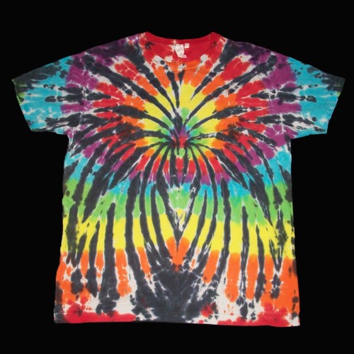 Organic Cotton Tie Dye T-Shirt Rainbow Spider Large Hippie Tye Dyed Fair Trade
