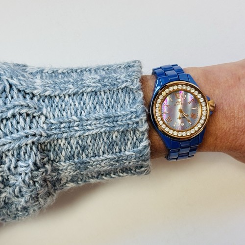 Oniss Paris Blue Ceramic MOP Women's Sapphire Crystal Watch Crystals ON815-LRG - Picture 12 of 12