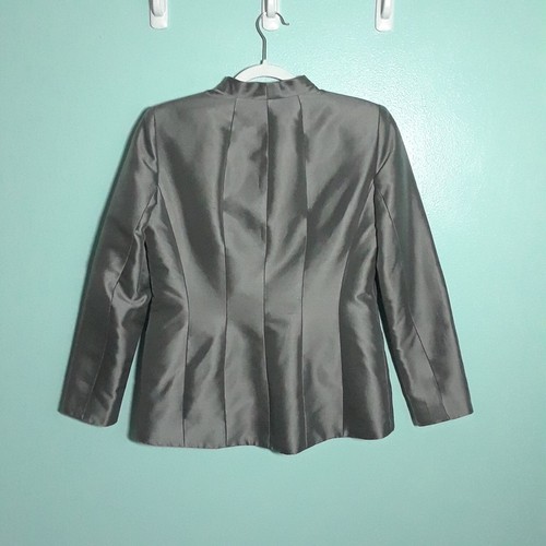 Blazer Chaqueta Traje Lafayette 148 NY Talla 4, ¡NUEVO! Seda de algodón gris plata $598 - Imagen 10 de 12