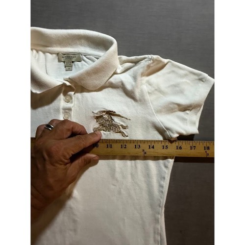 Burberry Polo Shirt Embroidered Logo Short Sleeve Casual Top Girls Small White - Picture 7 of 9