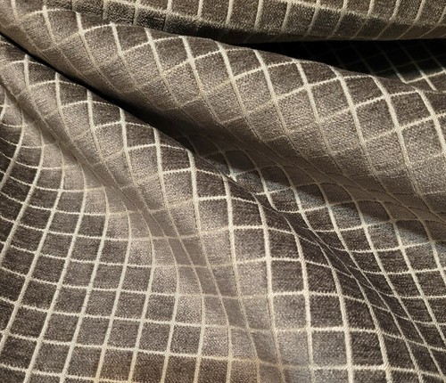 S. Harris "Plush Squared" Silver Gray Check Cut Velvet Chenille- 4.25 Yards - Picture 7 of 8
