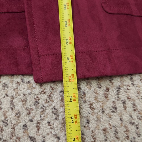 Express Faux Suede Waistcoat Vest Sleeveless Long Sz M Mulberry Red Pink Jacket - Picture 4 of 11