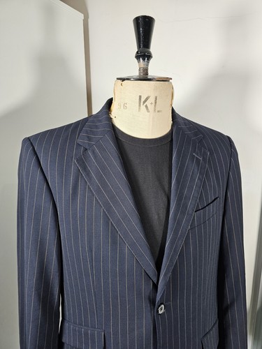 Scabal of Savile Row Blazer Men's 38/40" Navy Pinstripe Super 100's Cloth Jacket - Picture 2 of 24