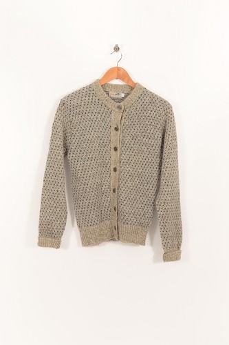 Vintage Femmes Beige l L l Pointillé haricot Cardigan vvdqrSwPx