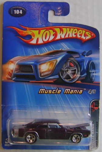Hot Wheels, Muscle Mania, '69 Dodge Charger, 1:64 Die Cast Car, 2004 Edition - Picture 1 of 6