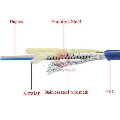 30M Innen Armored Glasfaser Patch Kabel Duplex Sm st-St UPC Ftth Pullover - Afbeelding 3 van 4