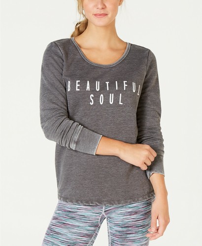 Ideology Graphic V-Back Top Size M Heather Grey - Picture 1 of 3