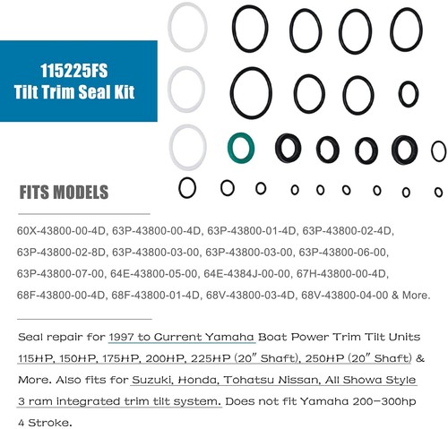 115225FS Tilt Trim Seal Kit 1997 & Up Fast Strike Power for Yamaha Boat 115HP US - Picture 2 of 8
