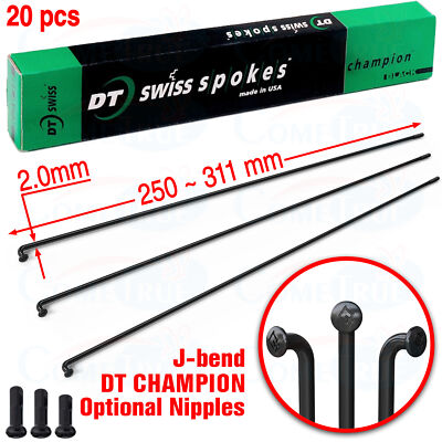 DT Swiss Competition Race Spoke 2.0//1.6//2.0mm 285mm J-bend Black Each