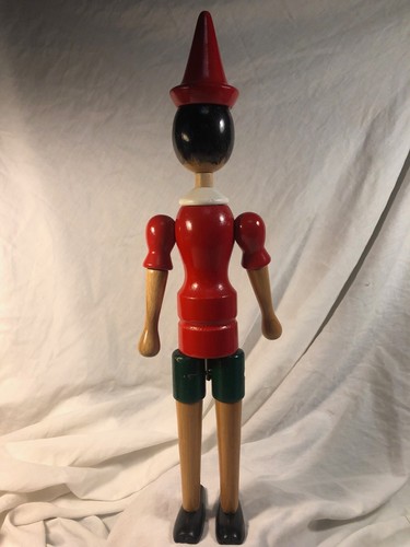 ❤️ Wooden Jointed Movable Pinocchio Figuring Toy 16" Tall - Picture 5 of 11