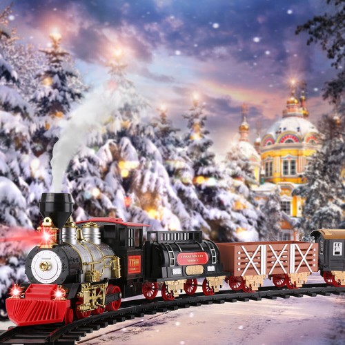 20 PCS Electric Christmas Train Set With Lights Sounds Smoke Kids Toy Under Tree - Picture 3 of 22