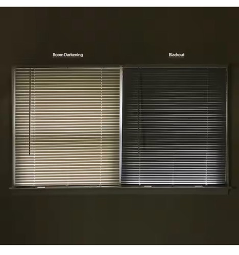 White Cordless Blackout Vinyl Mini Blinds with 1 in Slats 27.5In W X 48L - Picture 9 of 10