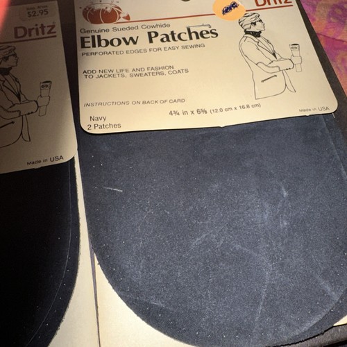 Dritz 4 Suede Cowhide Elbow Patches, Navy 4 3/4" x 6 1/4" - Picture 3 of 3