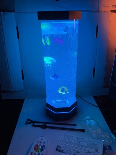 LED Jellyfish Lava Mood Lamp Extra Big 15” Tall Jellyfish & Fish Aquarium New - Picture 12 of 23