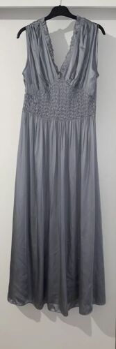 ZARA SKY BLUE GREY ZW COLLECTION SLEEVELESS SATIN MIDI DRESS SIZE L BNWT - Picture 9 of 11
